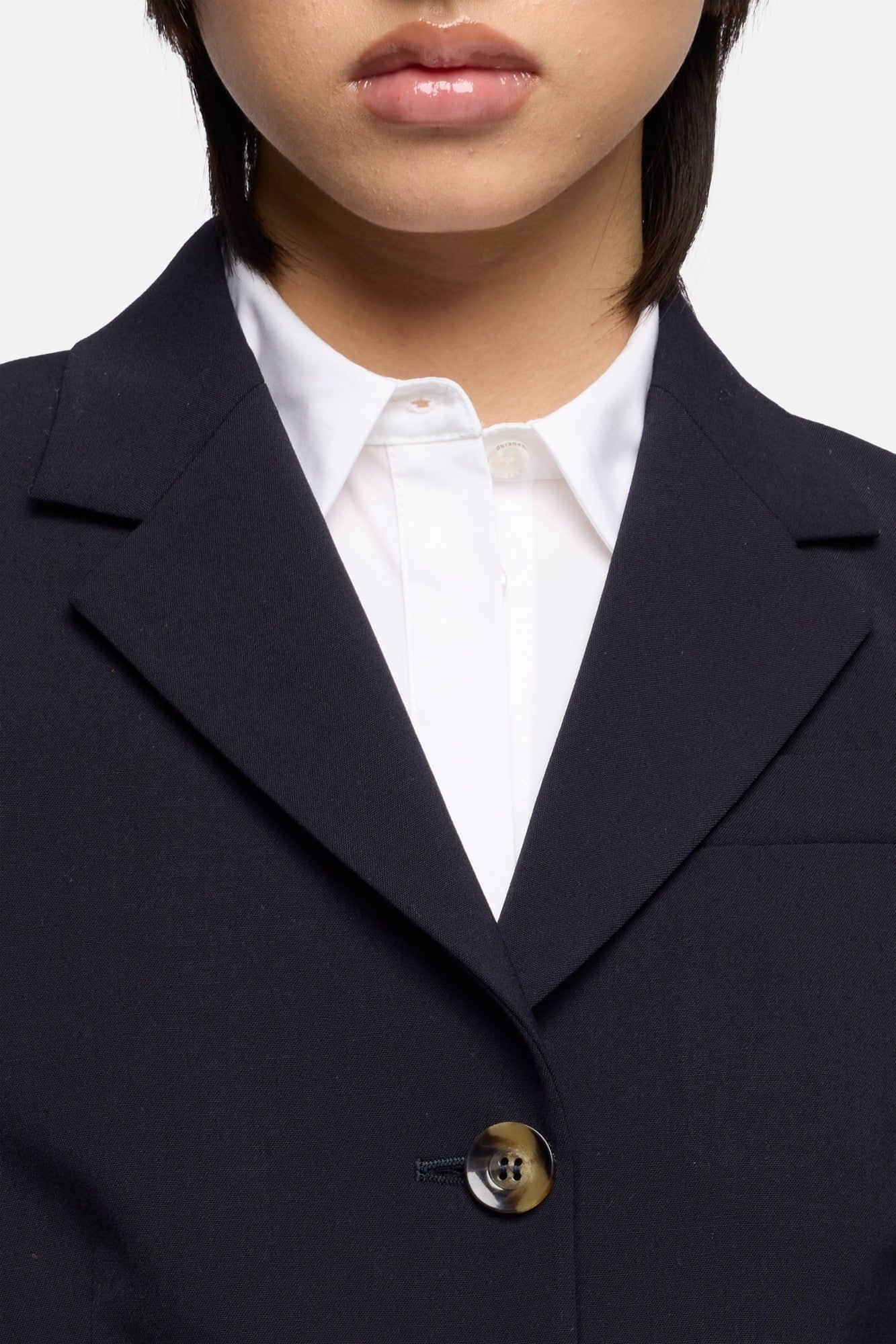 FITTED BLAZER WOOL BLEND DARK NAVY
