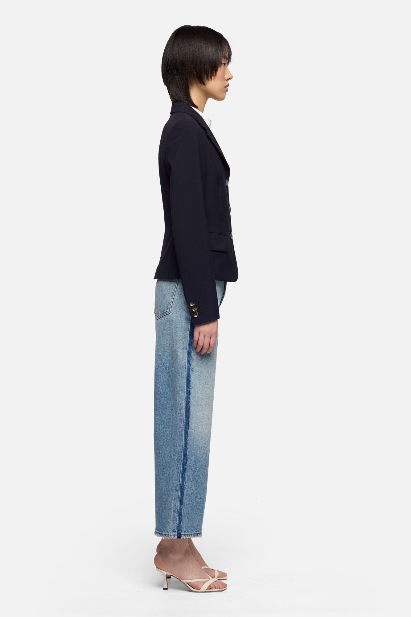 FITTED BLAZER WOOL BLEND DARK NAVY