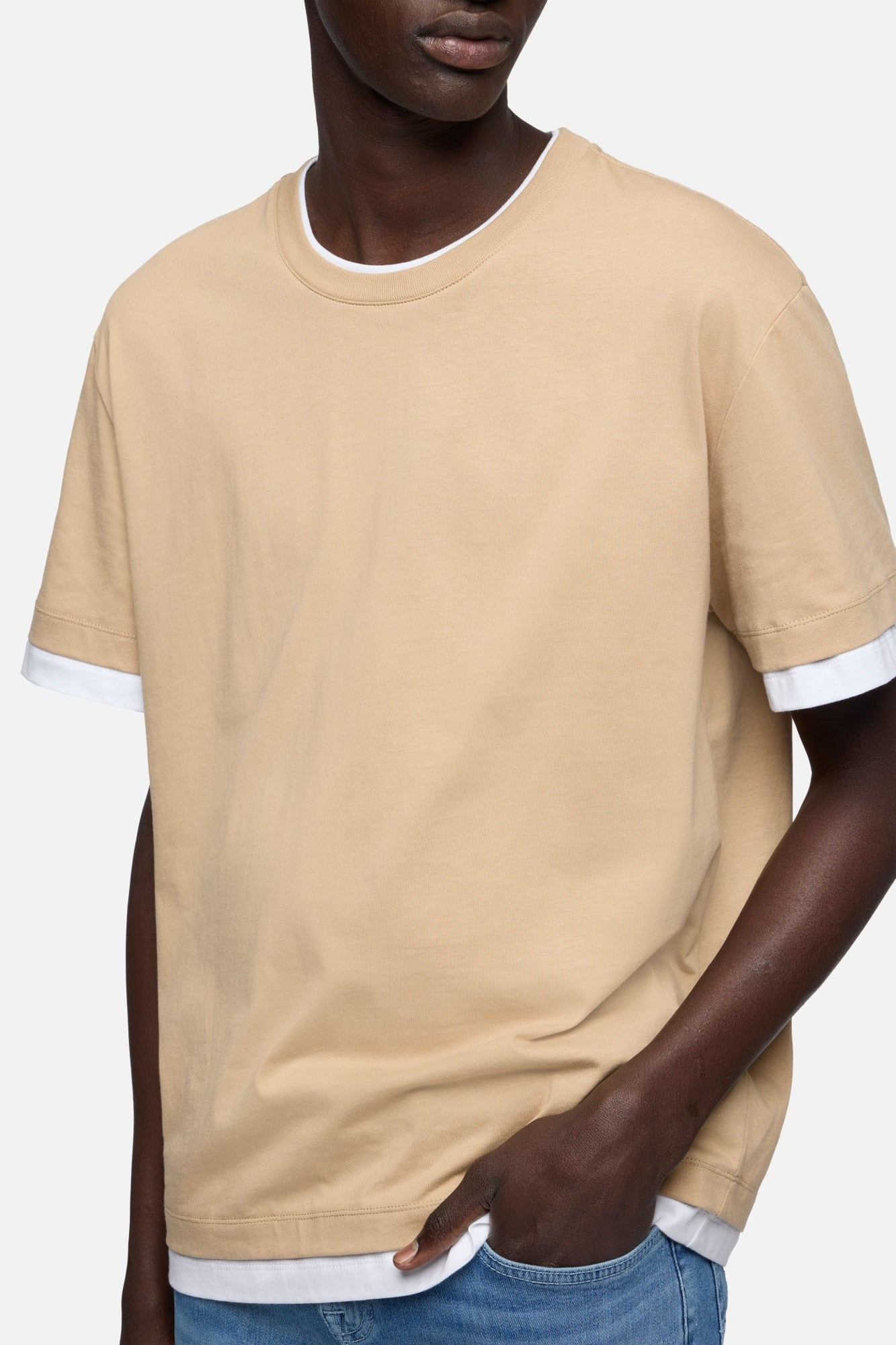 DOUBLE TEE COTTON TAN