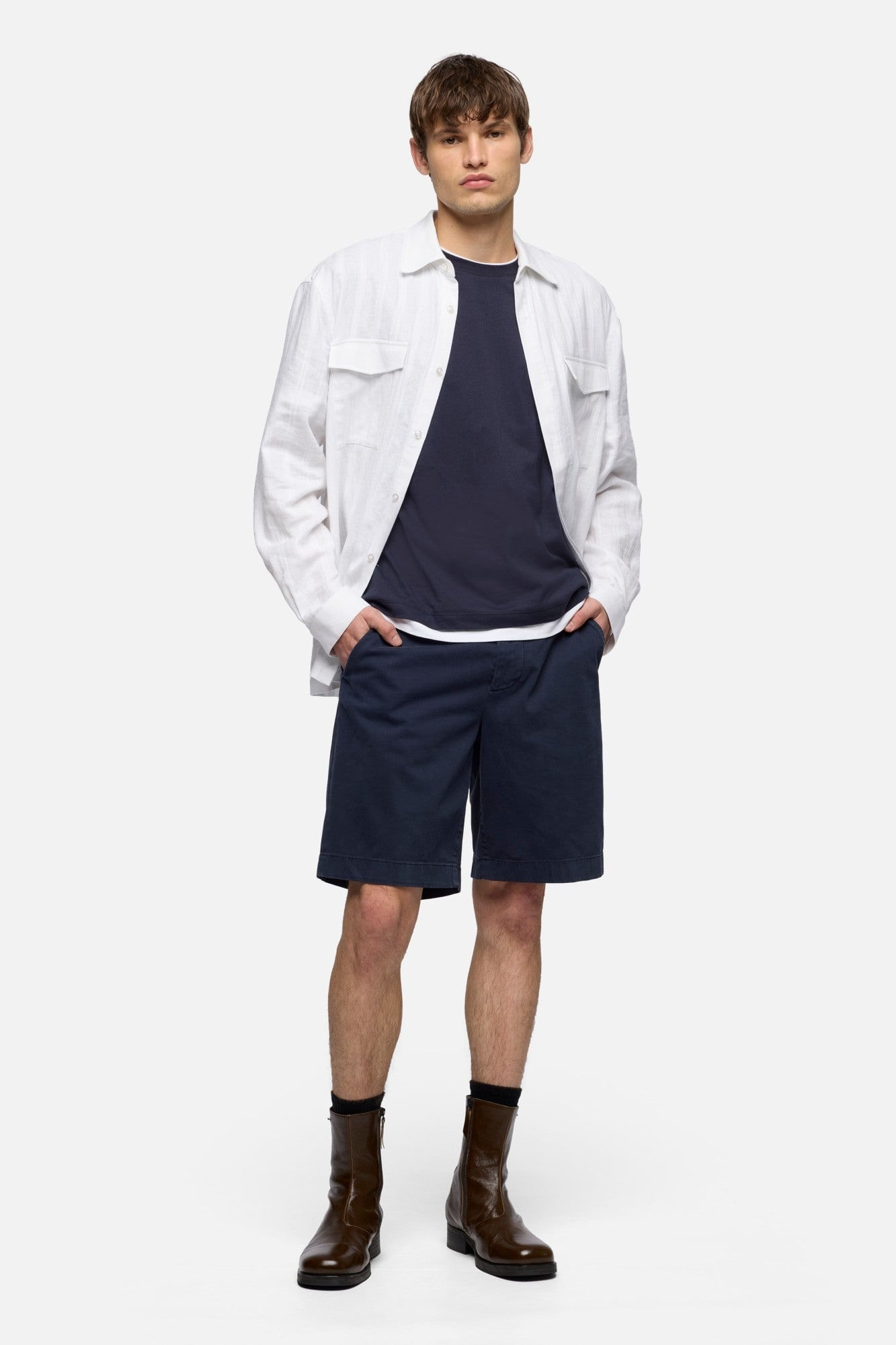 CHINO SHORTS COMFORT SATEEN OCEAN