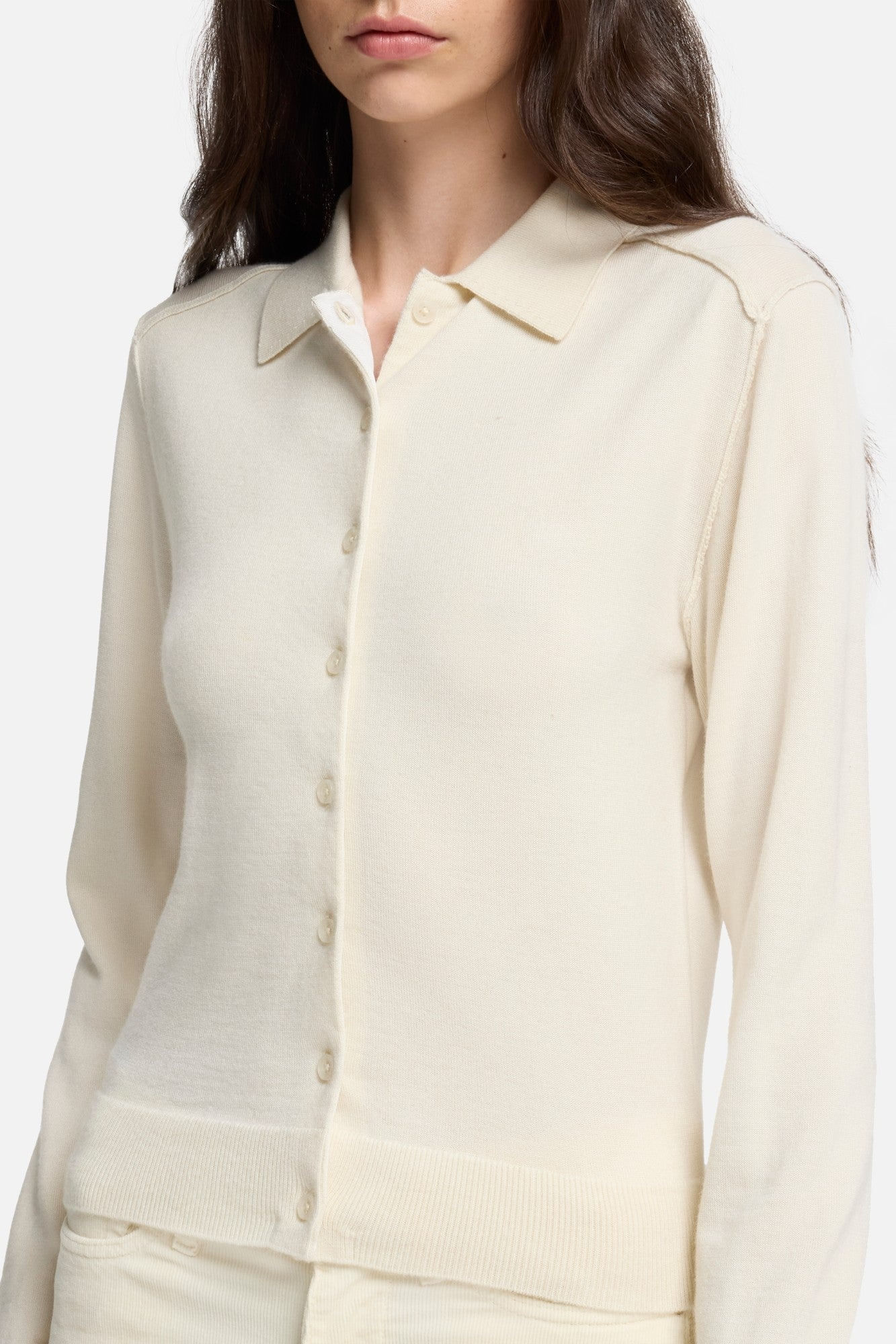 POLO CARDIGAN CASHMERE ICE WHITE