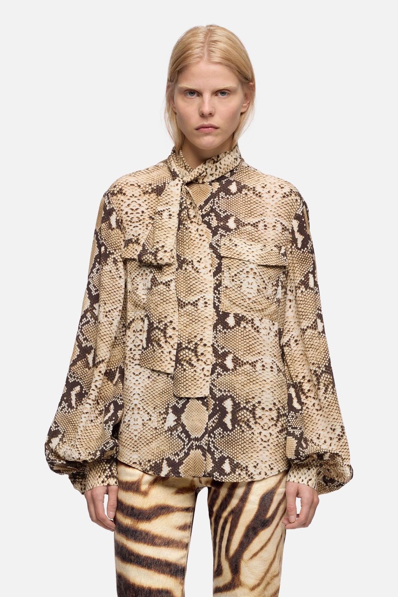 BALLOON BLOUSE VISCOSE SNAKE