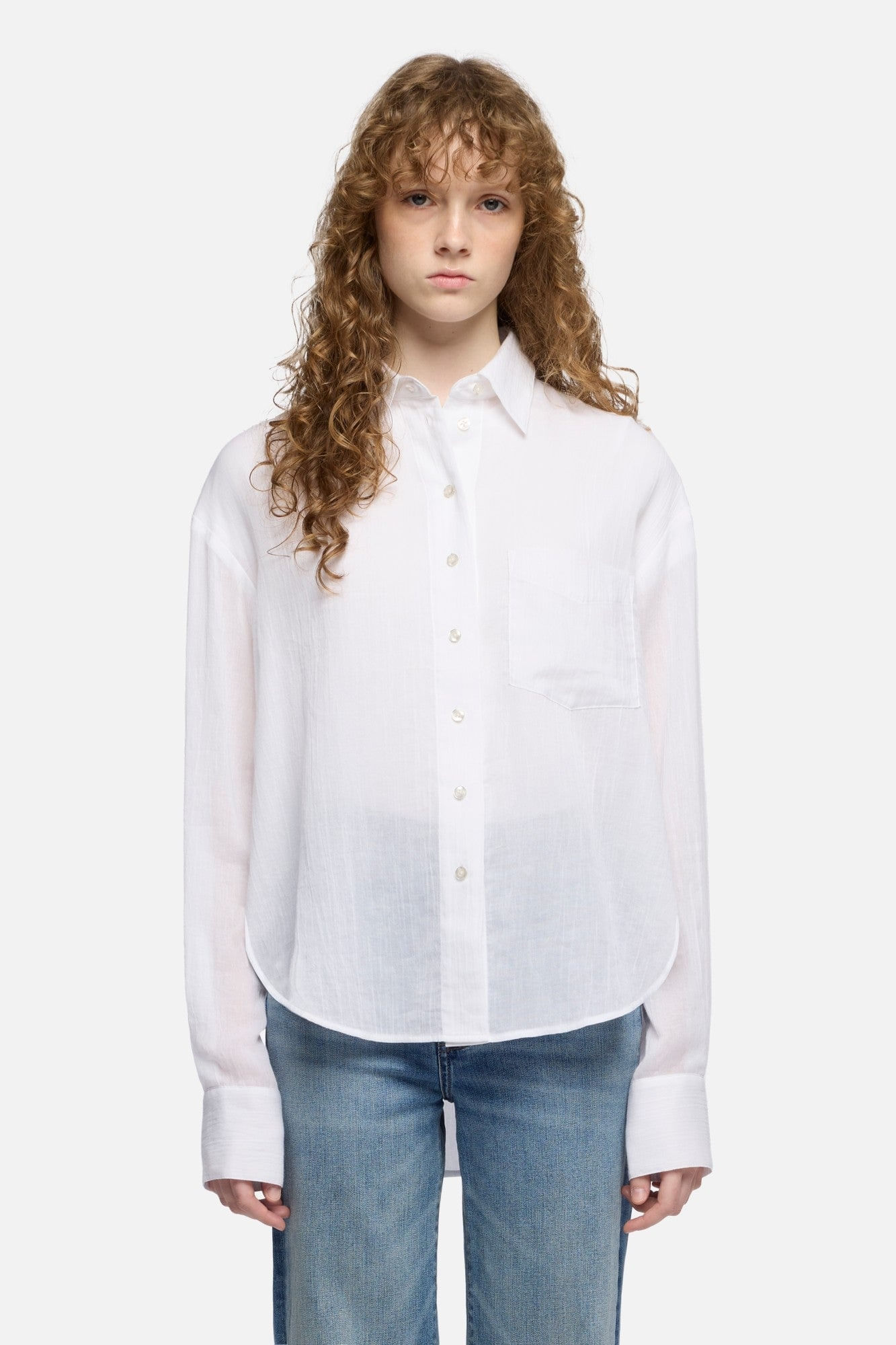 OVERSIZE BUTTON DOWN SHIRT VOILE OP WHITE