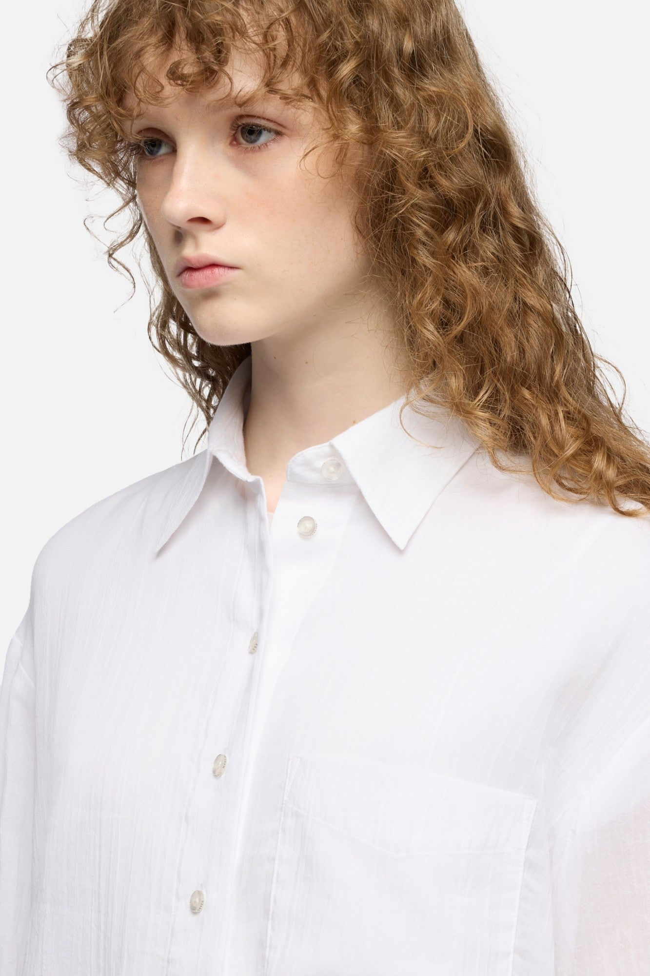 OVERSIZE BUTTON DOWN SHIRT VOILE OP WHITE