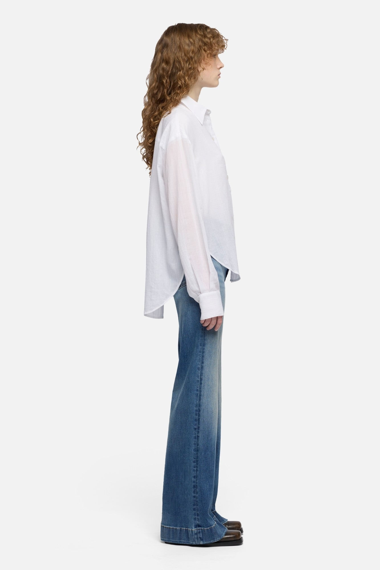 OVERSIZE BUTTON DOWN SHIRT VOILE OP WHITE