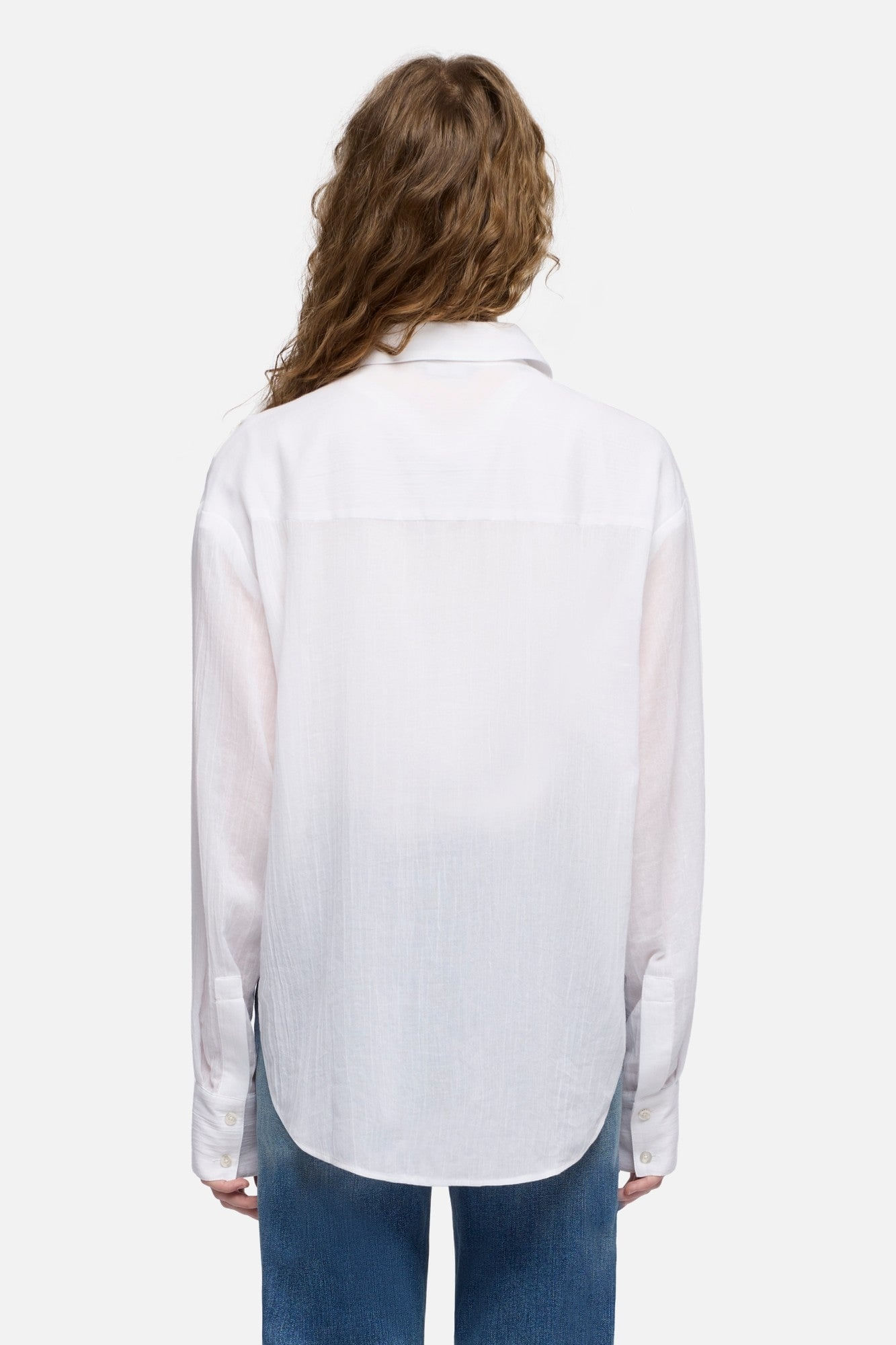 OVERSIZE BUTTON DOWN SHIRT VOILE OP WHITE