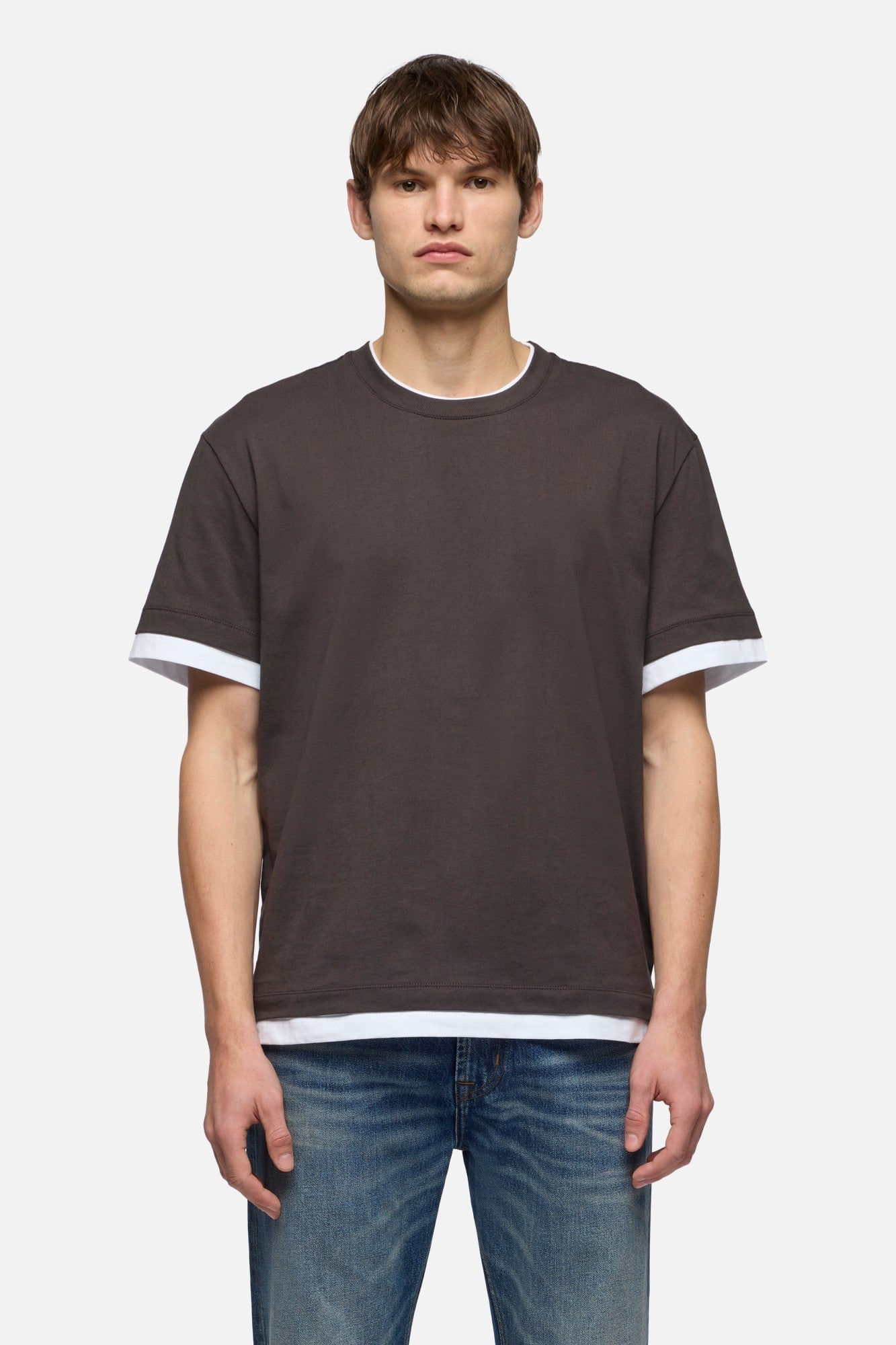 DOUBLE TEE COTTON ESPRESSO