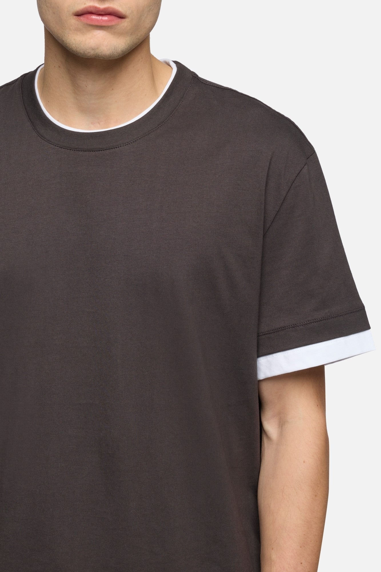 DOUBLE TEE COTTON ESPRESSO