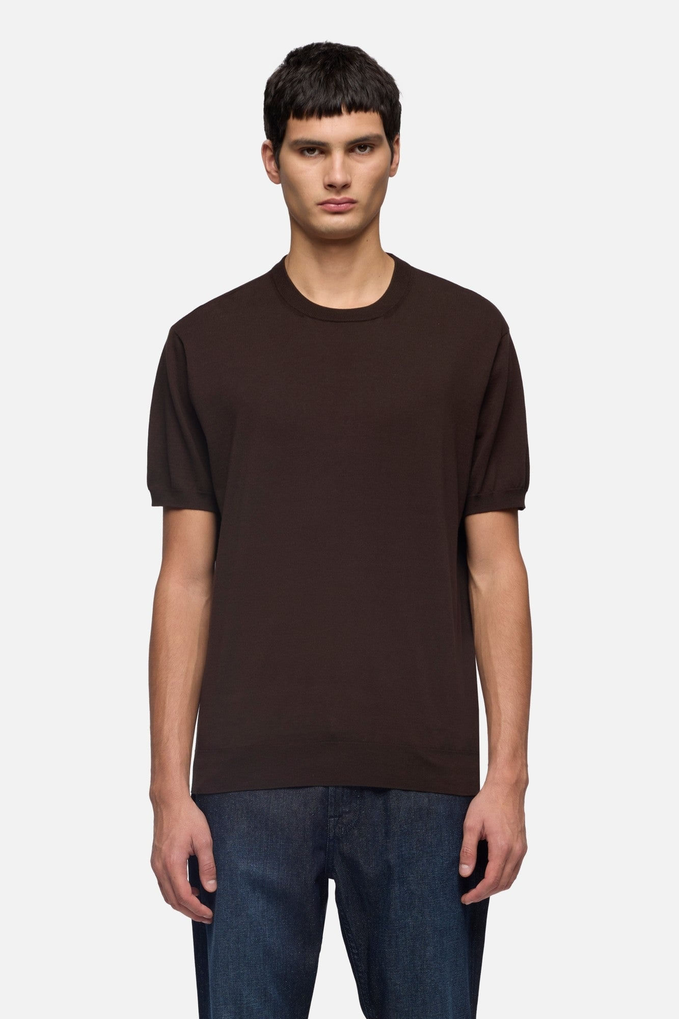 ROUND NECK S/S TEE COTTON ESPRESSO