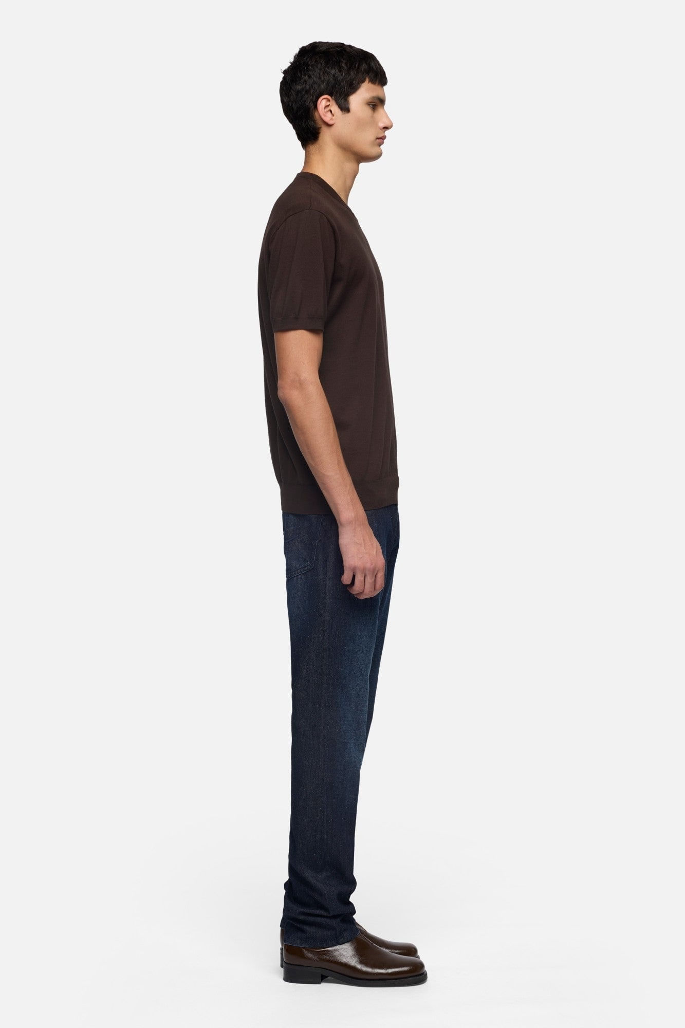 ROUND NECK S/S TEE COTTON ESPRESSO