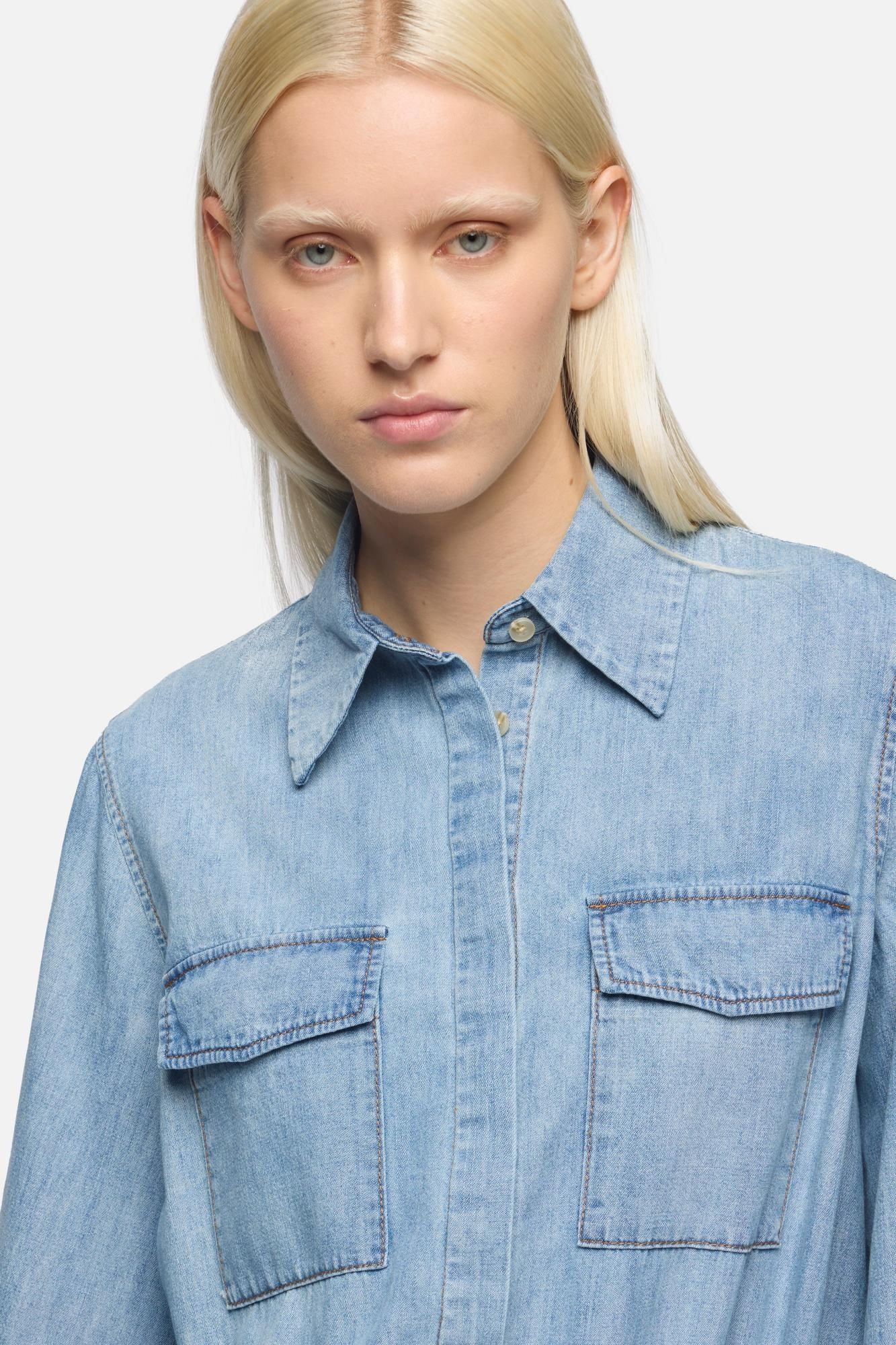 UTILITY MINI DRESS CHAMBRAY LOFT
