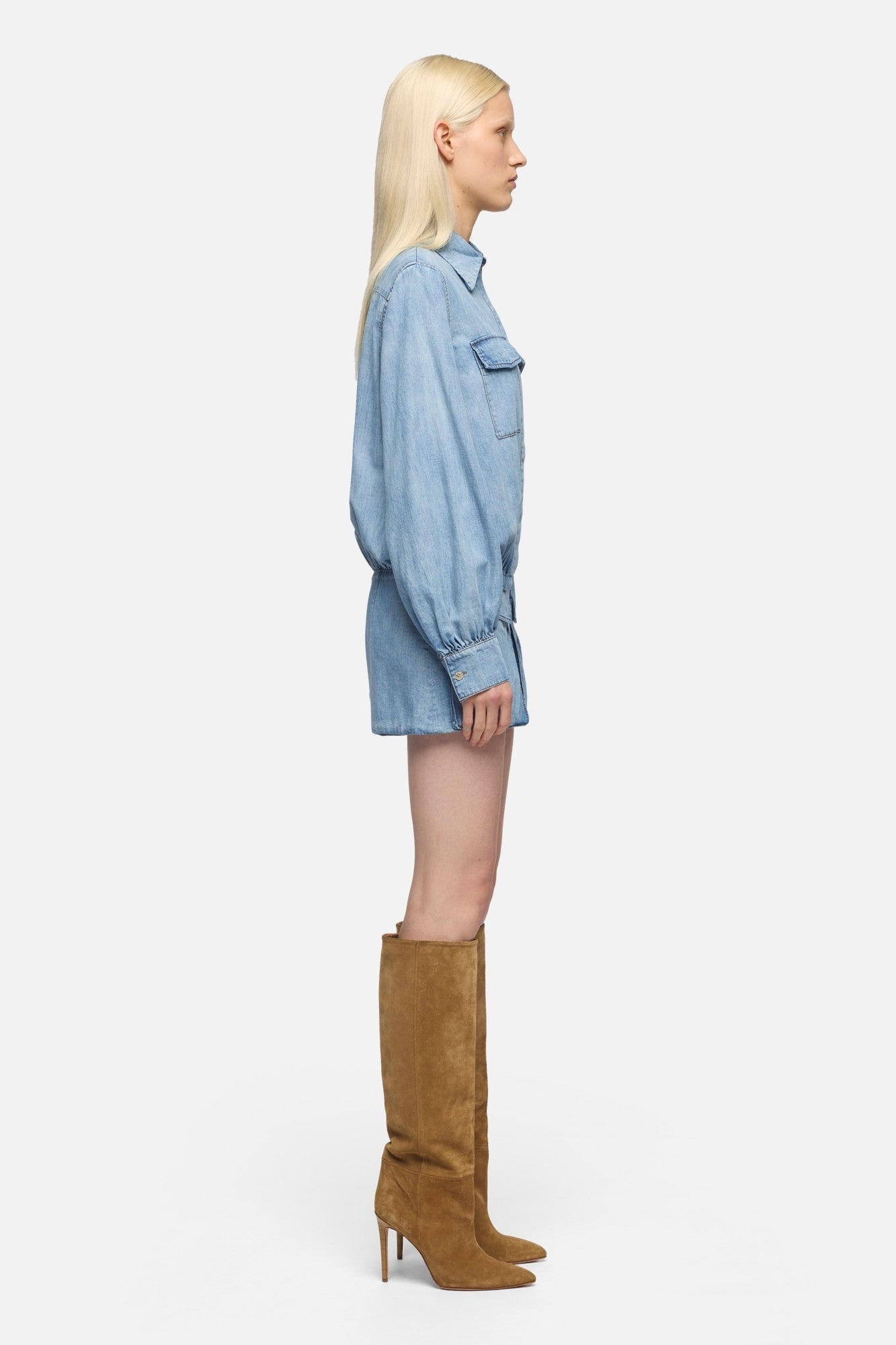 UTILITY MINI DRESS CHAMBRAY LOFT