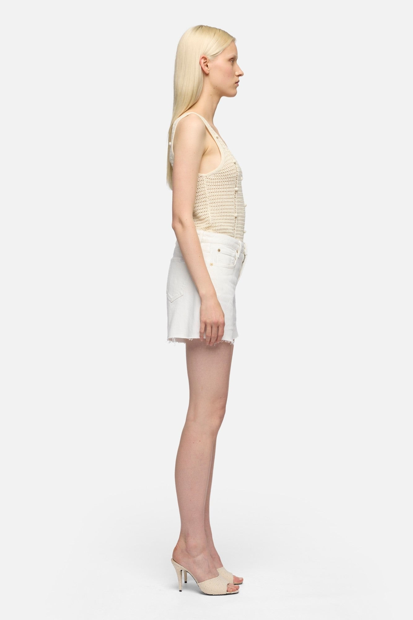 MONROE LONG SHORTS MILKYWAY WITH RAW CUT