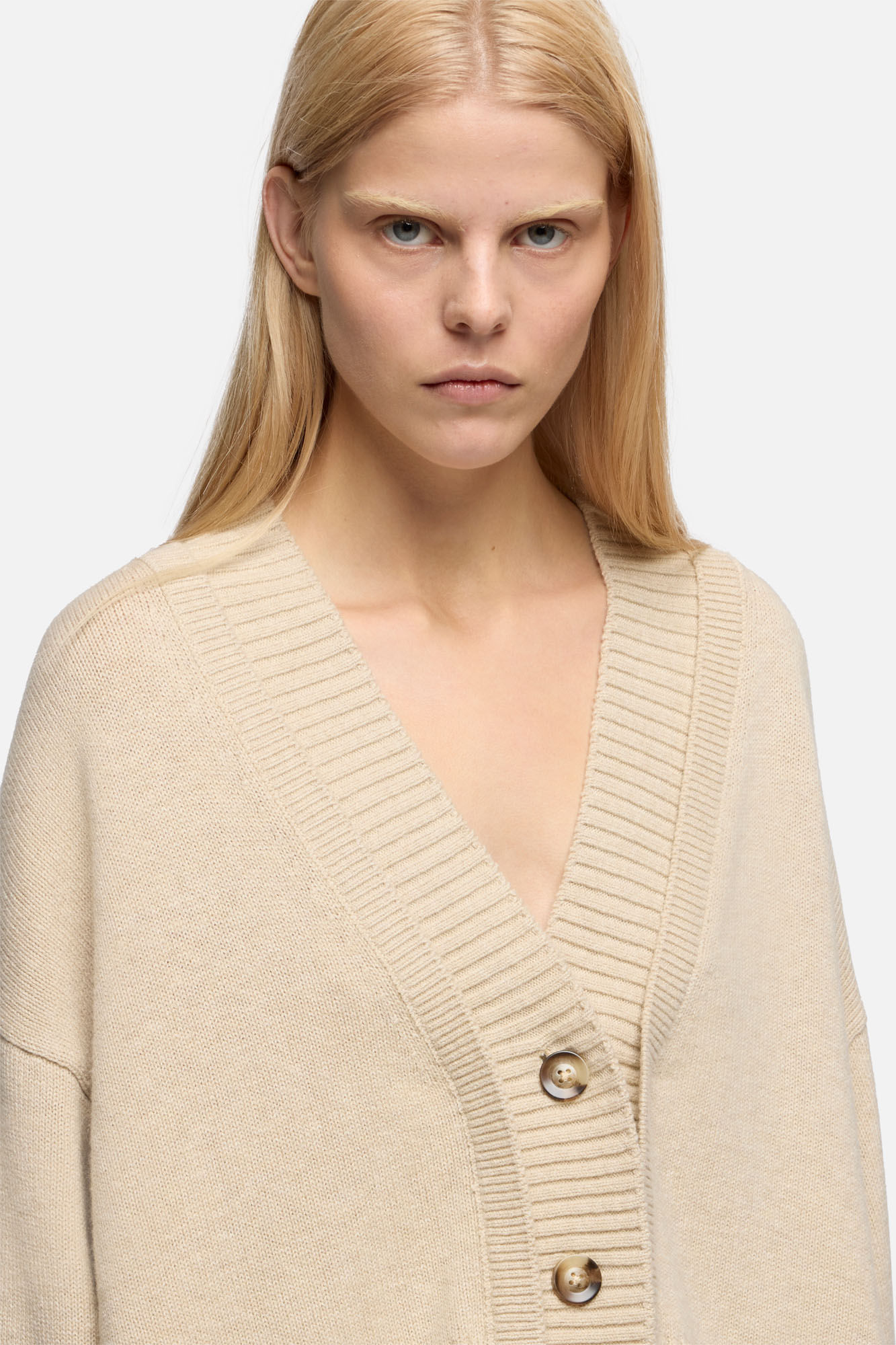 DOUBLE CARDIGAN WOOL BLEND MOONBEAM