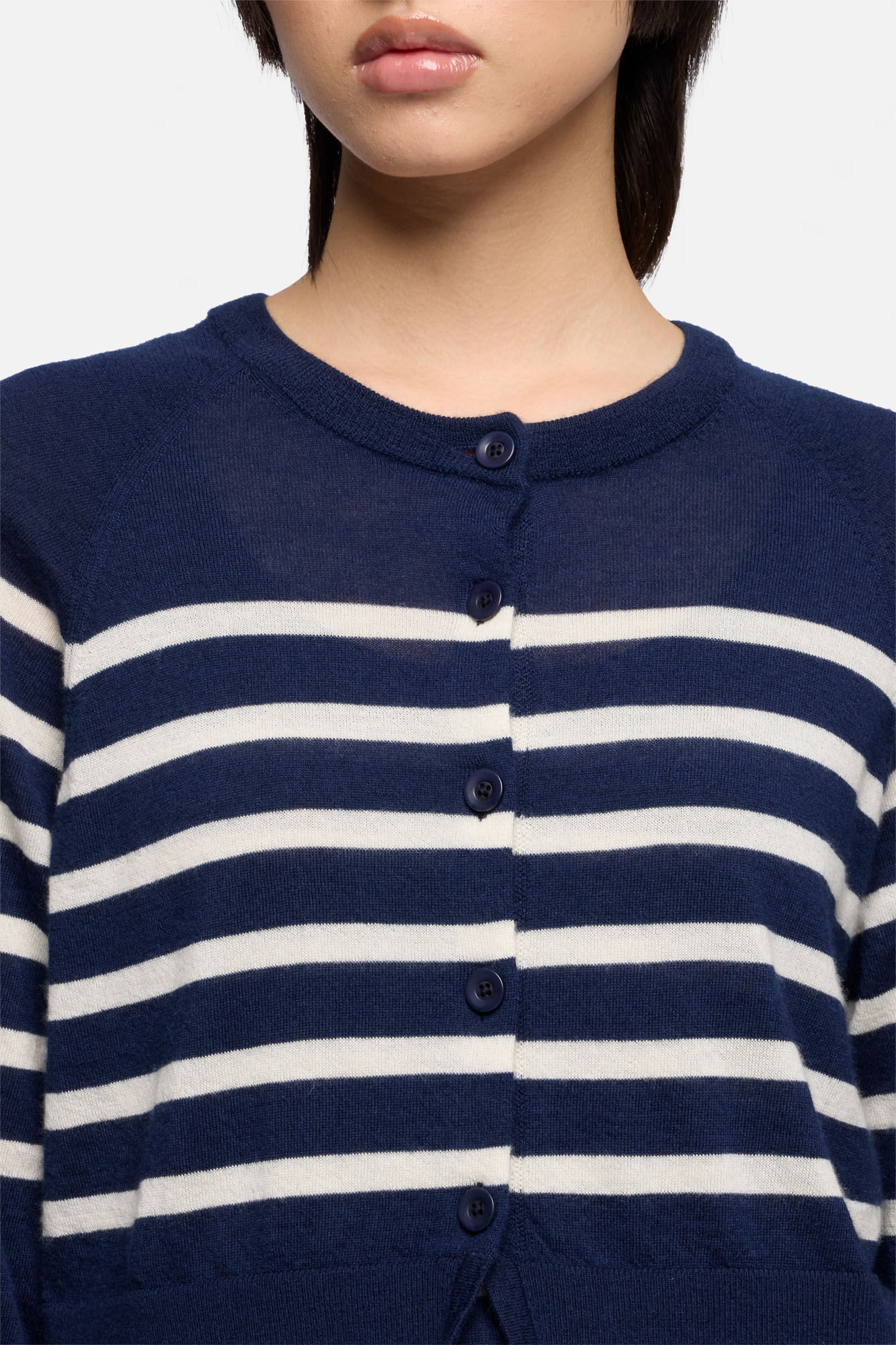BUBBLE CARDIGAN CASHMERE STRIPES INK