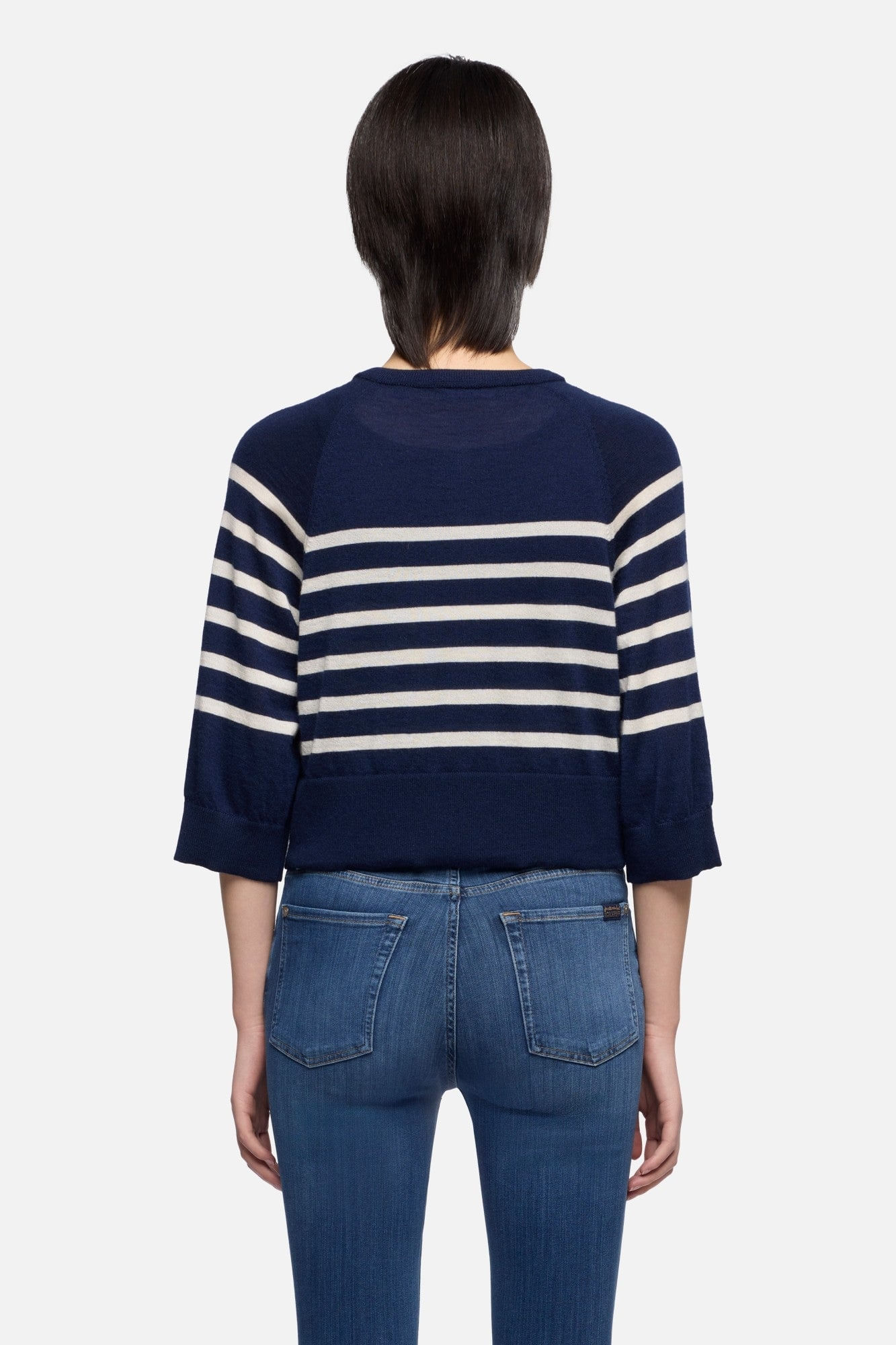 BUBBLE CARDIGAN CASHMERE STRIPES INK
