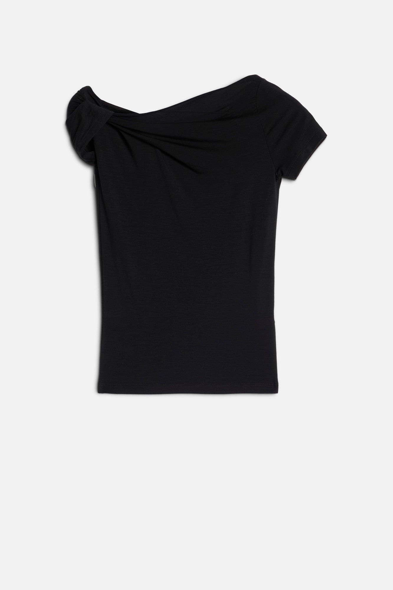 TWISTED SHOULDER TEE LYOCELL BLACK