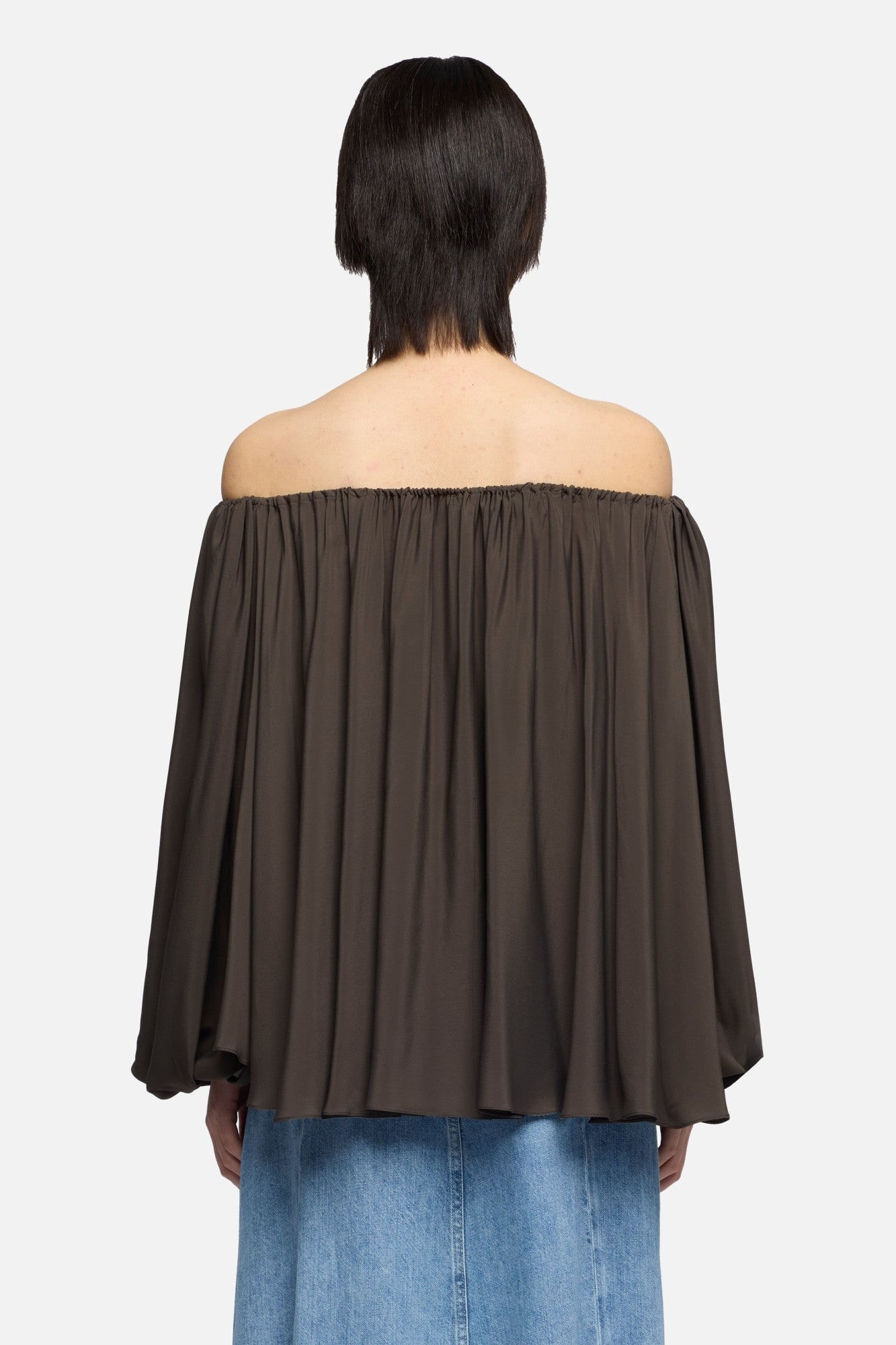 OFF SHOULDERS BLOUSE SILK BROWNIE
