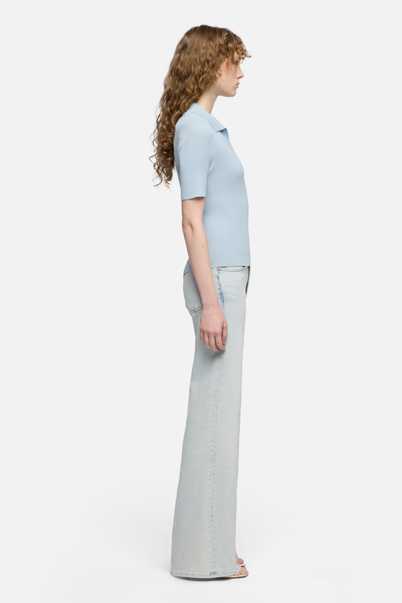 SHORT SLEEVE POLO RIB SKY BLUE