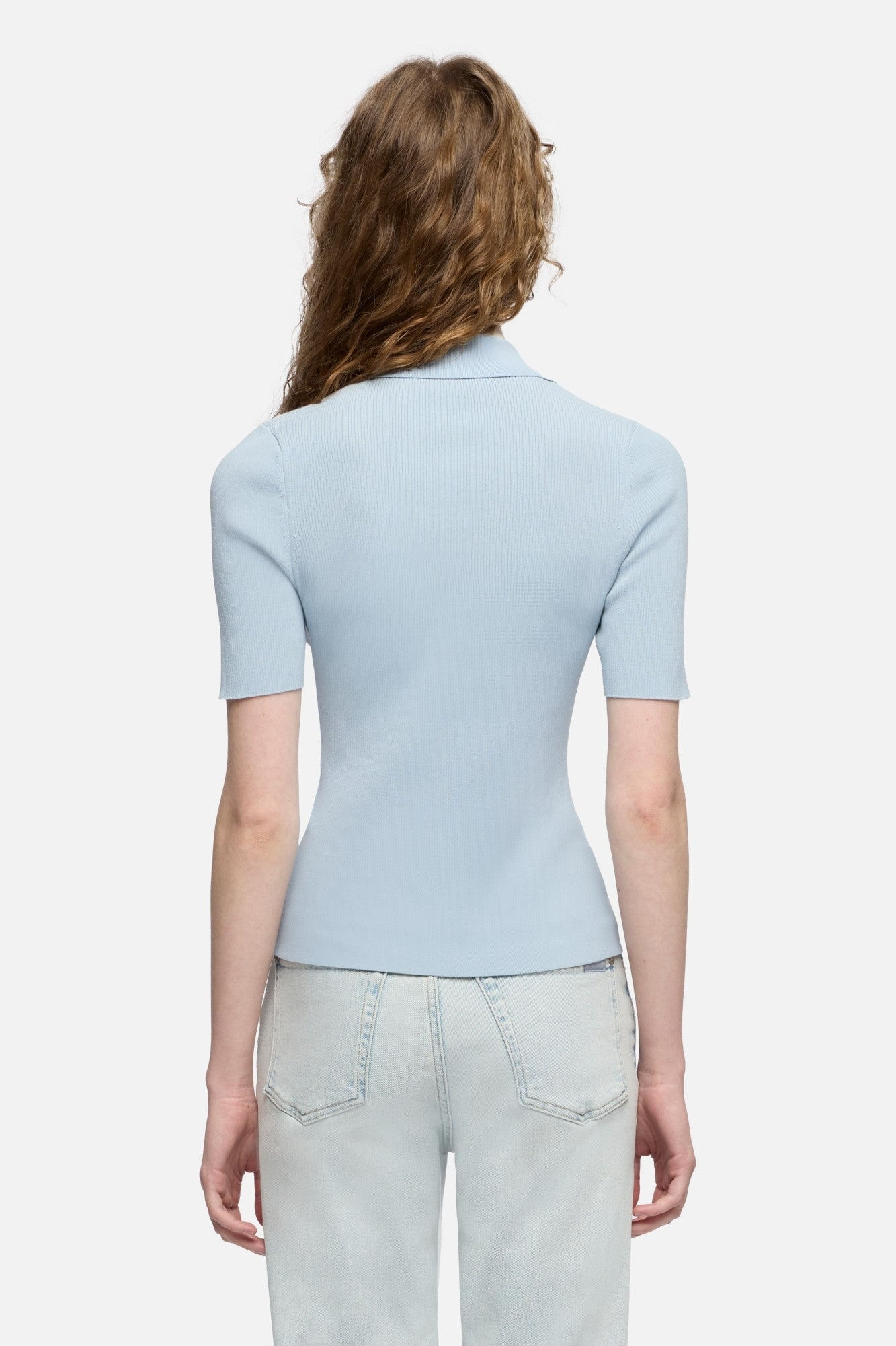 SHORT SLEEVE POLO RIB SKY BLUE