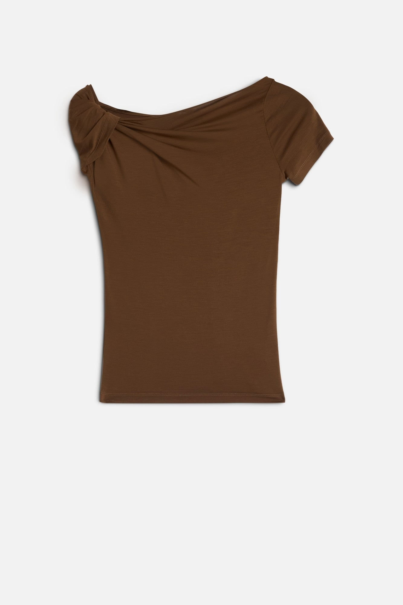 TWISTED SHOULDER TEE LYOCELL TOFFEE