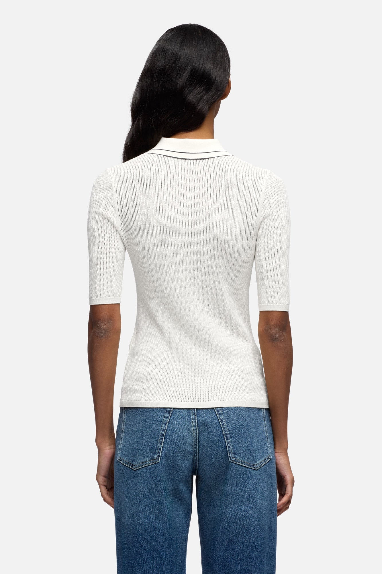 PIPED COLLAR SS POLO VISCOSE BLEND WHITE