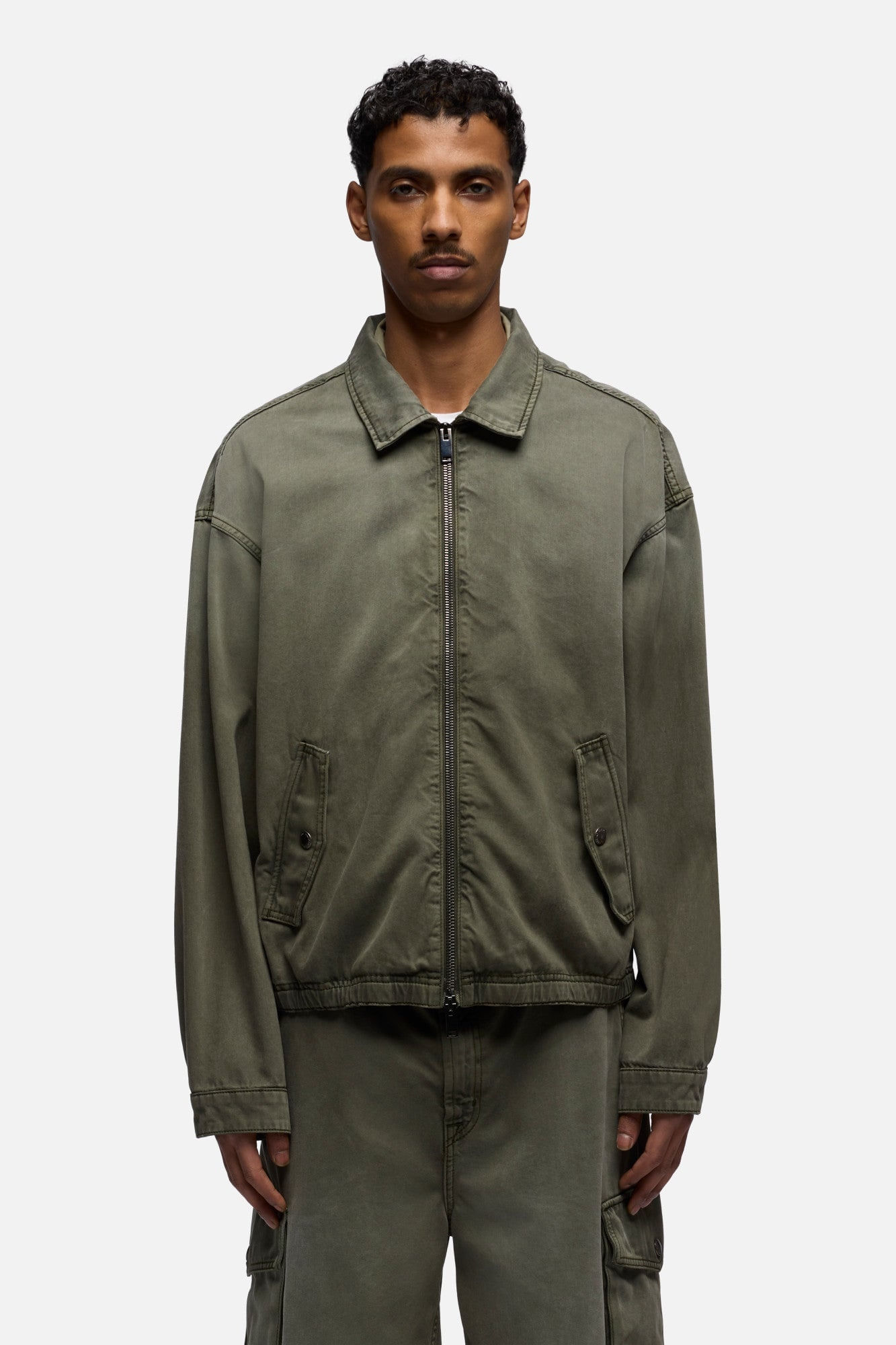 AVIATOR JACKET IN DENIM SUNFADED MOSS